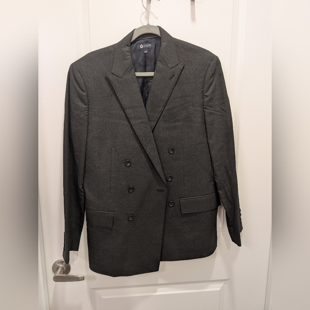 J. Crew Men's Gray Double-Breasted Blazer Suit Jacket 38S